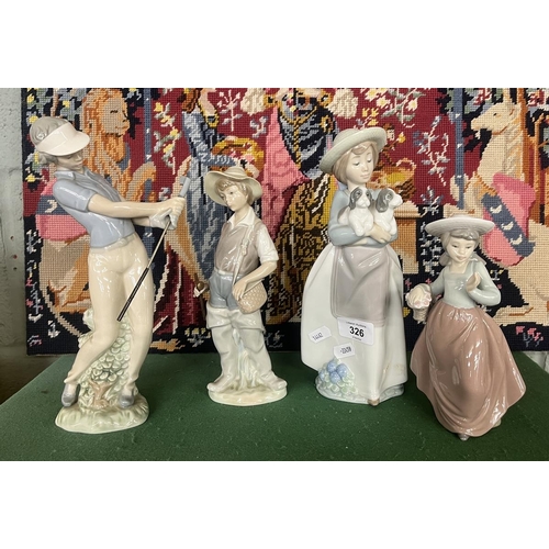 326 - 3 Nao figurines together with 1 Lladro