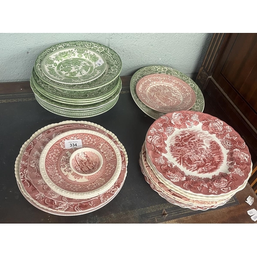 334 - Large collection of red & green china