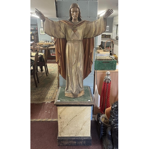 342 - Large polychrome Christ on plinth - Approx overall height: 192cm