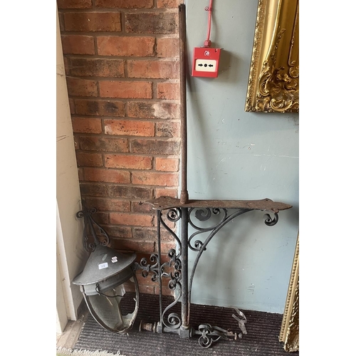 370 - Wrought iron wall bracket together with exterior wall light