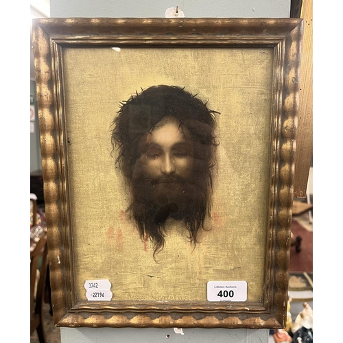 400 - Framed image of Christ with crown of thorns