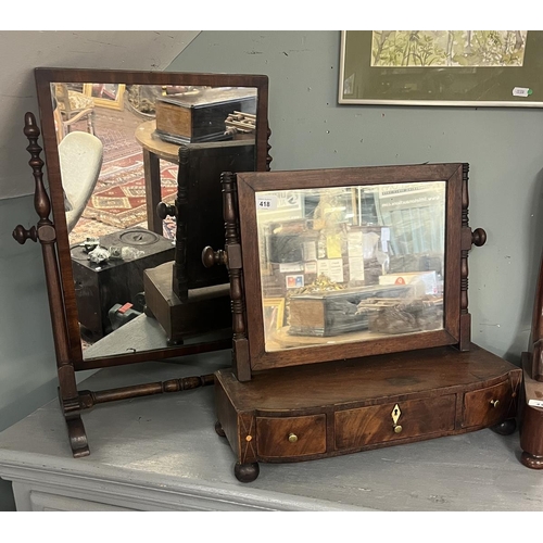 418 - 19th century vanity mirror together with a George the III 3 drawer vanity mirror