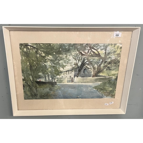 430 - Watercolour by Denis James Black Aller farm, Devon 1970 - Approx image size: 54cm x 32cm