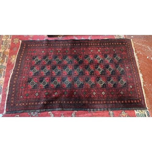 438 - Vintage Afghan wool hand woven rug - Approx size: 140cm x 87cm