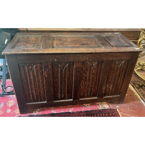 459 - 18thC oak coffer with candle box - Approx size: W: 120cm D: 50cm H: 71cm