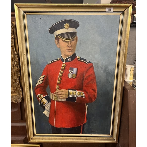 464 - Oil on canvas of gentleman in military dress uniform signed Jean Deakin - Approx image size: 49cm x ... 