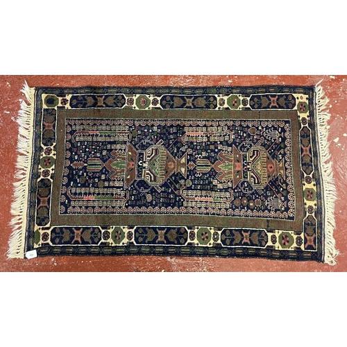 466 - Vintage Balouchi tribal wool hand woven rug - Approx size: 150cm x 82cm