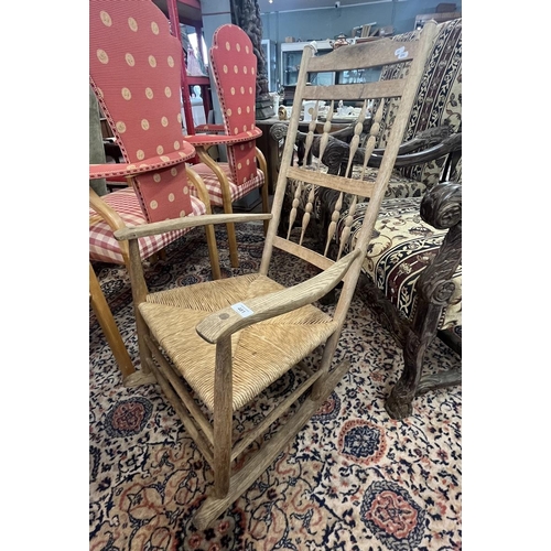 481 - Ash rush seated rocking chair