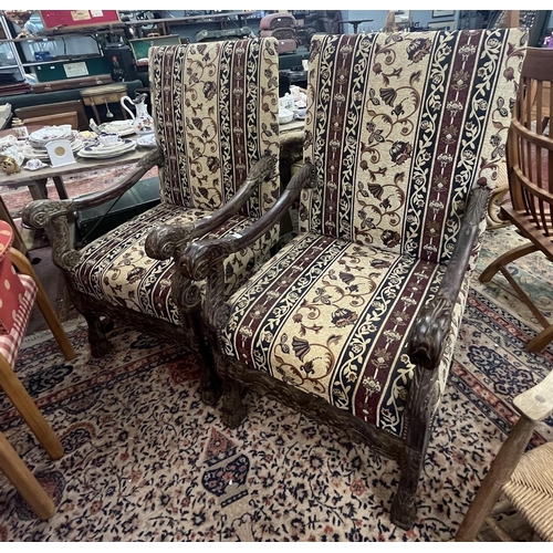 482 - Pair of antique throne chairs