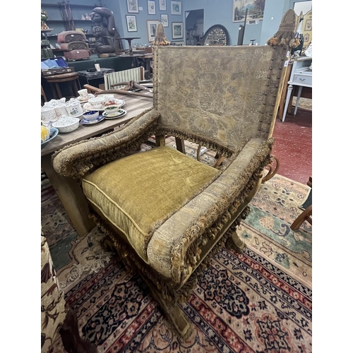 483 - Antique Gothic X framed chair