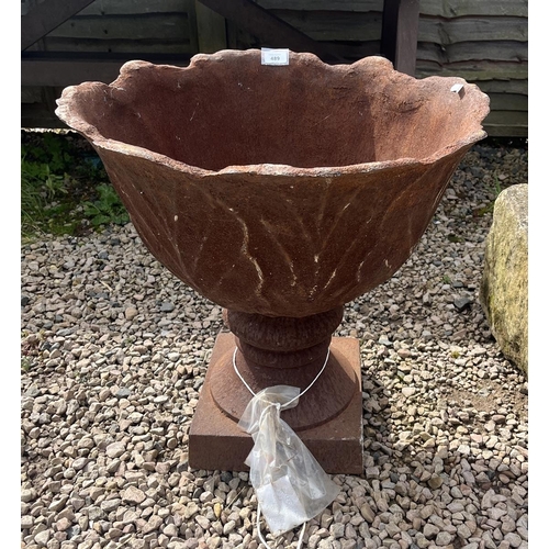 489 - Large cast iron pedestal planter - Approx height: 62cm