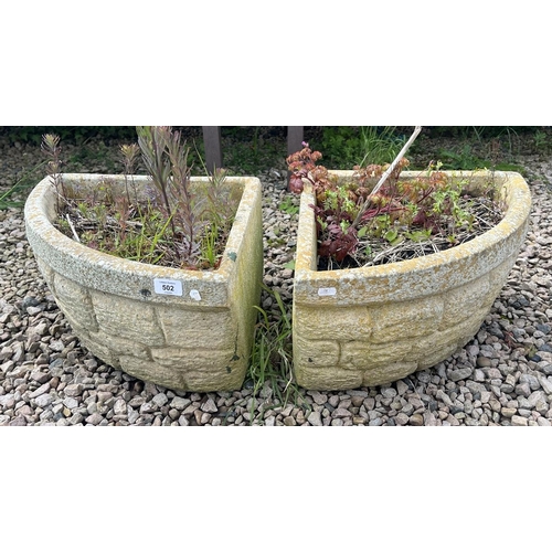 502 - Pair of stone corner planters