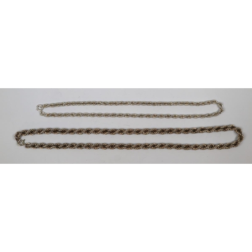 68 - 2 silver rope necklaces