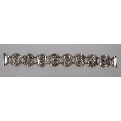 73 - Vintage Aztec / Mayan design silver bracelet