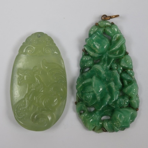 78 - 2 vintage jade pendents