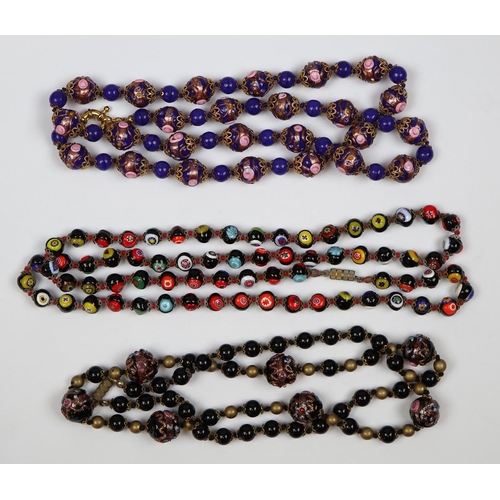 87 - 3 Venetian Millefiori Murano glass beaded necklaces