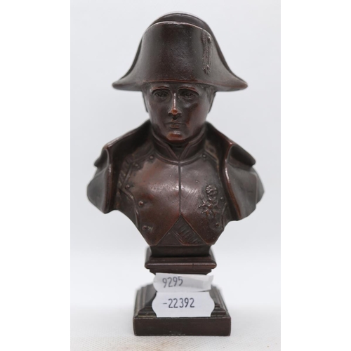 120 - 2 bronze busts 1 of Napoleon and the other of a young lady in a bonnet