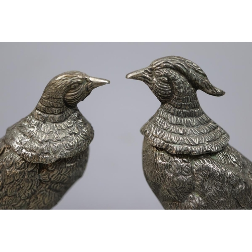 131 - Pair of silver plated pheasents