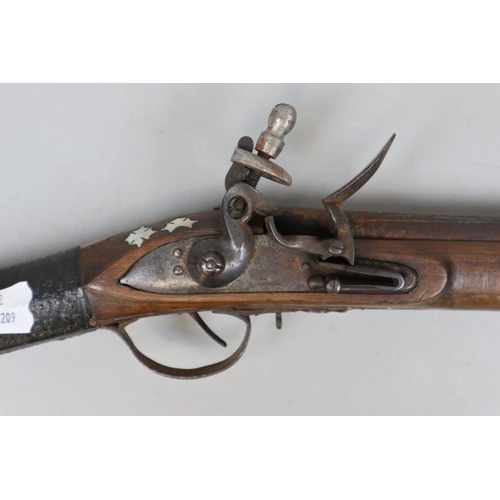 133 - Antique blunderbuss inlaid with mother of pearl