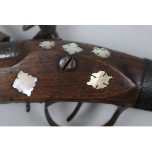 133 - Antique blunderbuss inlaid with mother of pearl