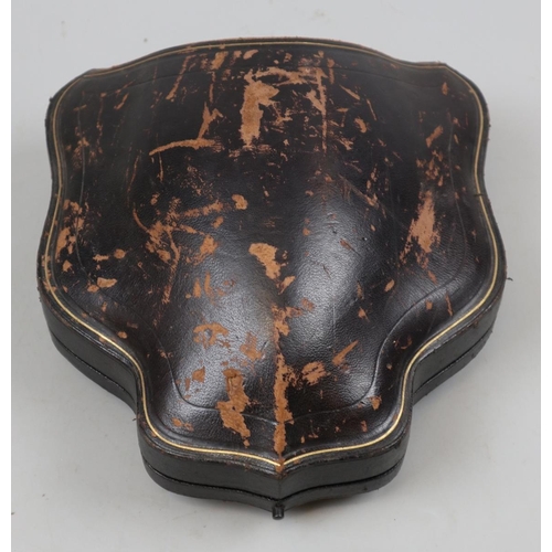153 - Antique shaped leather condiment box
