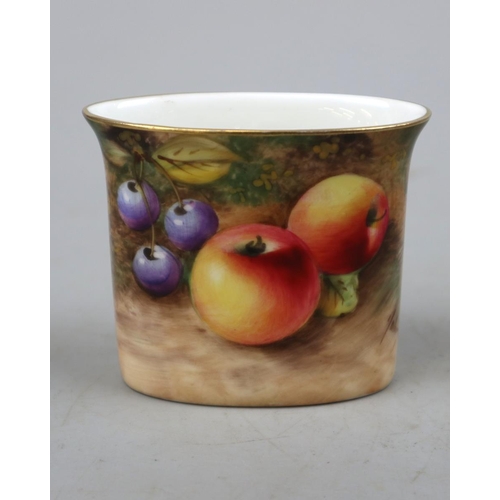 160 - Royal Worcester hand painted fruit pin tray & posy vase with matching signatures