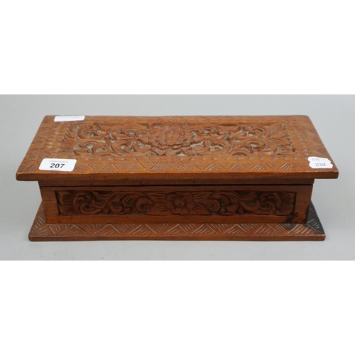 207 - Hardwood carved jewellery box