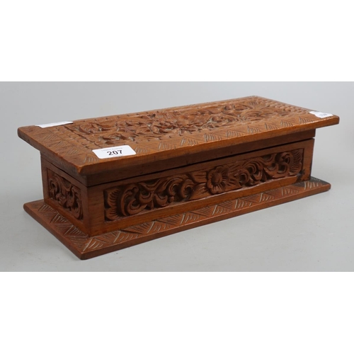 207 - Hardwood carved jewellery box