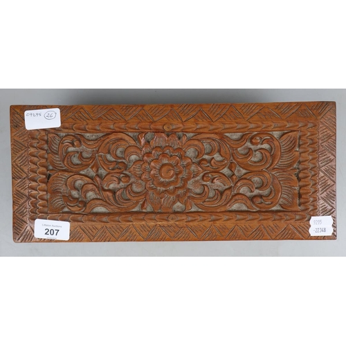 207 - Hardwood carved jewellery box