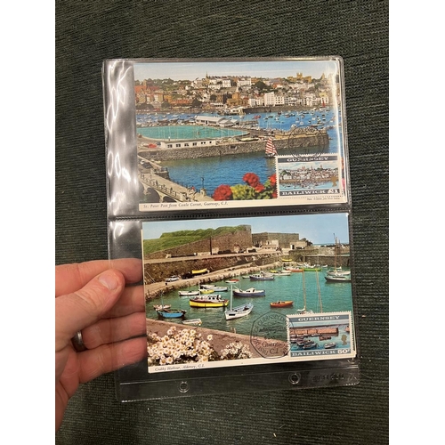 242 - Postcards - Great Britain. Guernsey range of postcards with relevant stamps to £1 franked pict... 