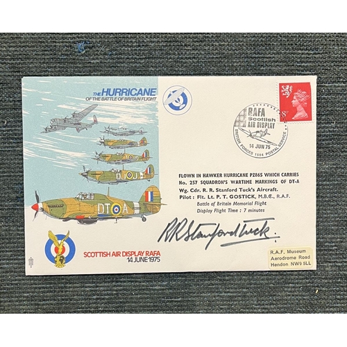 245 - Postcard - Aviation. 1975 RAF Hurricane signed RR Stanford Tuck. Scarce