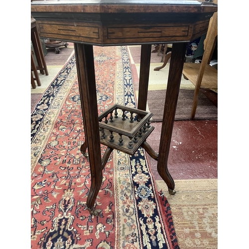 275 - Octagonal 2 tier inlaid occasional table