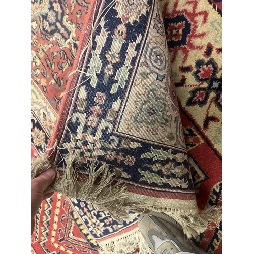 304 - Large red patterned runner - Approx size: 620cm x 78cm