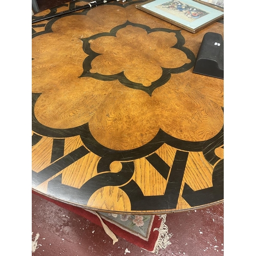 323 - Large antique circular inlaid pedestal table - Approx size: Diameter 183cm, Height 76cm