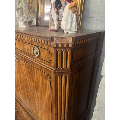 336 - Antique inlaid secretaire chest - Approx size: W: 102cm D: 47cm H: 150cm