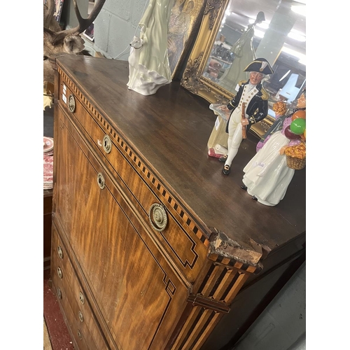 336 - Antique inlaid secretaire chest - Approx size: W: 102cm D: 47cm H: 150cm