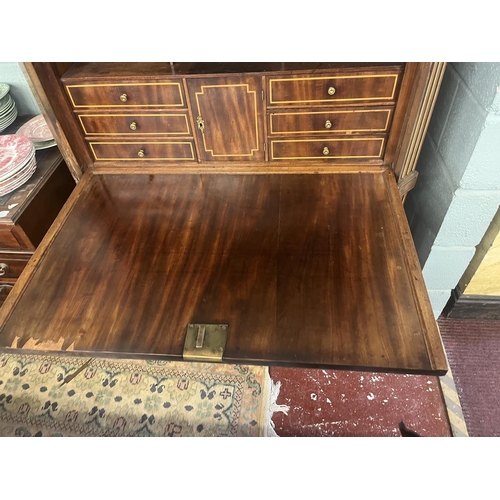 336 - Antique inlaid secretaire chest - Approx size: W: 102cm D: 47cm H: 150cm