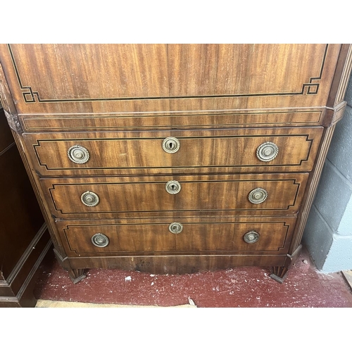 336 - Antique inlaid secretaire chest - Approx size: W: 102cm D: 47cm H: 150cm