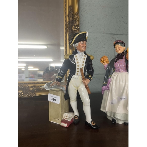 339 - 2 Royal Doulton figurines - The Captain & Biddy Penny Farthing