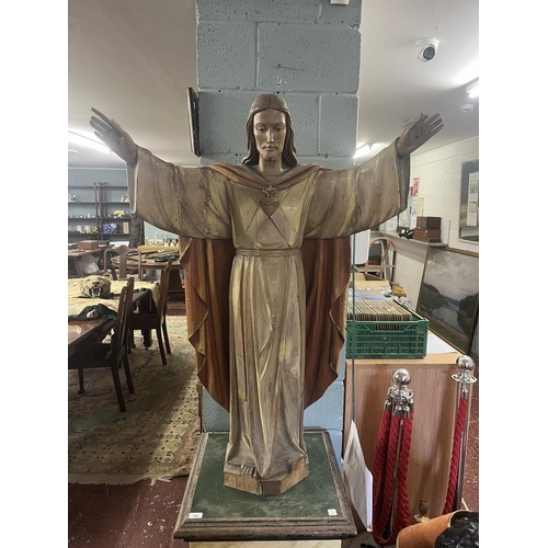 342 - Large polychrome Christ on plinth - Approx overall height: 192cm