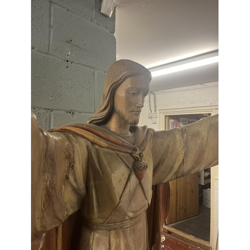 342 - Large polychrome Christ on plinth - Approx overall height: 192cm