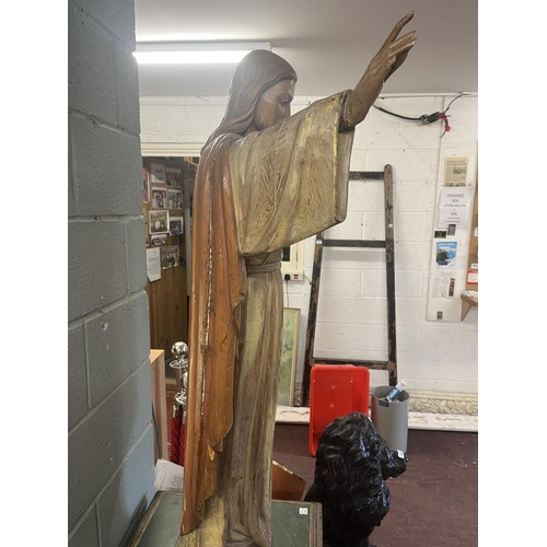 342 - Large polychrome Christ on plinth - Approx overall height: 192cm