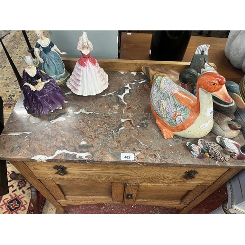 403 - Marble topped washstand - Approx size: W: 76cm D: 43cm H: 86cm