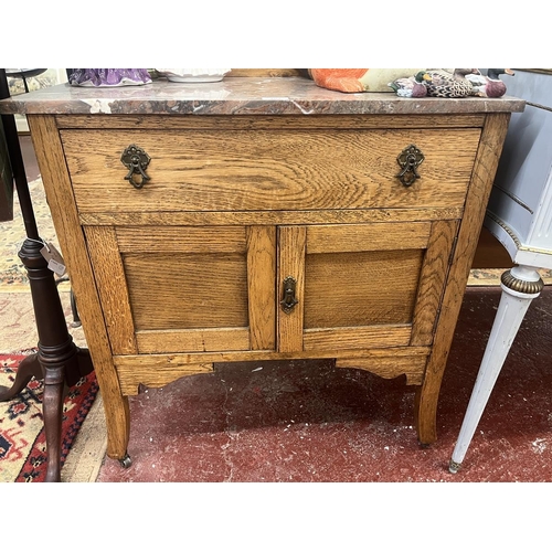 403 - Marble topped washstand - Approx size: W: 76cm D: 43cm H: 86cm