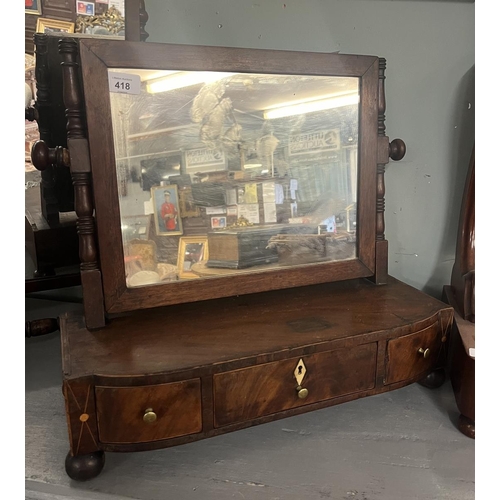 418 - 19th century vanity mirror together with a George the III 3 drawer vanity mirror