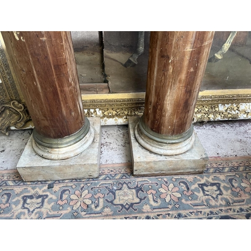 446 - Pair of very tall wooden columns - Approx height: 252cm