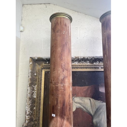 446 - Pair of very tall wooden columns - Approx height: 252cm