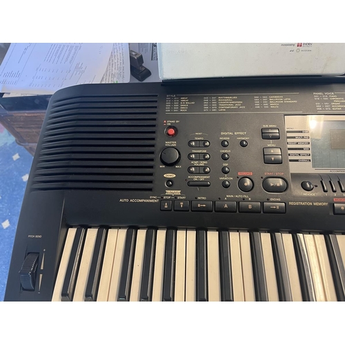 448 - Yamaha keyboard PSR630 complete with stand, cove, instructions etc