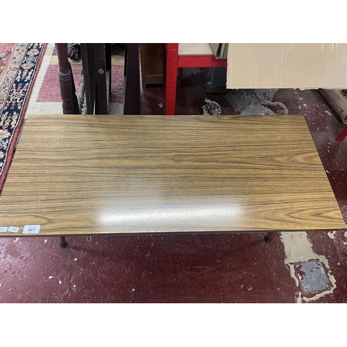 467 - Formica retro coffee table with magazine rack