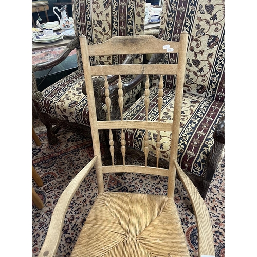 481 - Ash rush seated rocking chair